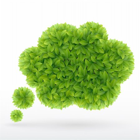 Summer Bubble for speech, Green leaves. Vector illustration. Stock Photo - Budget Royalty-Free & Subscription, Code: 400-06199853