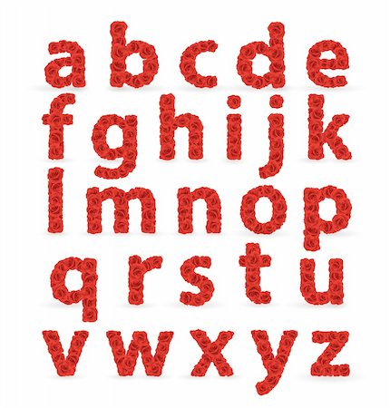 Red Roses font abc lowercase letters. Check my portfolio for roses numbers and uppercase letters Stock Photo - Budget Royalty-Free & Subscription, Code: 400-06199880