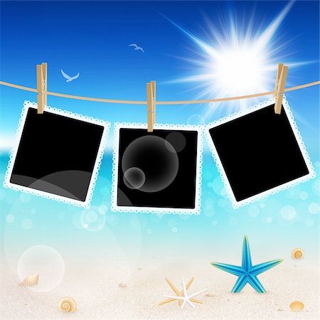 paradise background - Hanging Pictures on Beautiful seaside background. Vector illustration. Stock Photo - Budget Royalty-Free & Subscription, Code: 400-06199883