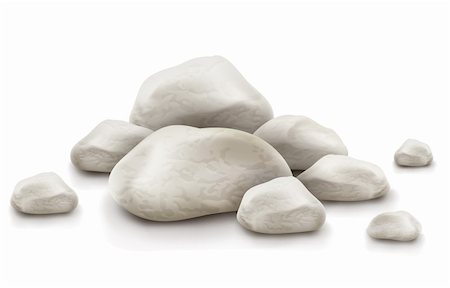 pile of stone isolated on white background. Vector illustration. EPS10. Gradient mesh used. Transparent objects used for shadows and lights drawing. Stock Photo - Budget Royalty-Free & Subscription, Code: 400-06199902