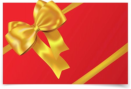 simsearch:400-05701397,k - Golden gift ribbon with bow on red card. Vector illustration Fotografie stock - Microstock e Abbonamento, Codice: 400-06199914