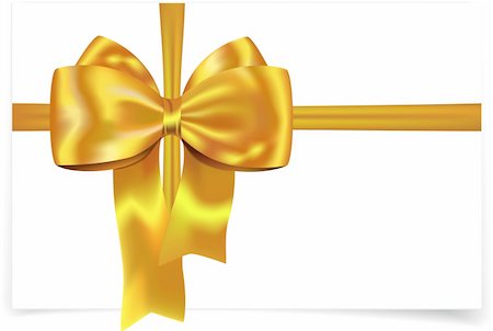 Golden/yellow gift ribbon with bow for cards, boxes and decorations. Vector illustration Stock Photo - Budget Royalty-Free & Subscription, Code: 400-06199913