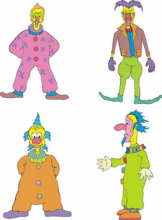 simsearch:400-06200072,k - Funny Clowns. Set of Color Vector Illustrations. Sports. Stock Photo - Budget Royalty-Free & Subscription, Code: 400-06199968