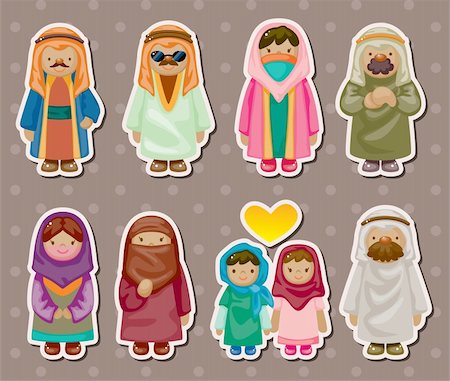 simsearch:400-08785263,k - cartoon Arabian people stickers Photographie de stock - Aubaine LD & Abonnement, Code: 400-06199979