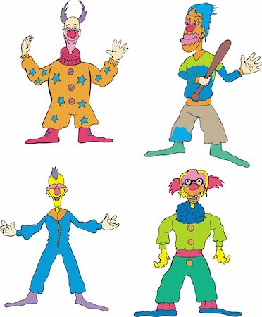 simsearch:400-06200072,k - Funny Clowns. Set of Color Vector Illustrations. Sports. Stock Photo - Budget Royalty-Free & Subscription, Code: 400-06199970