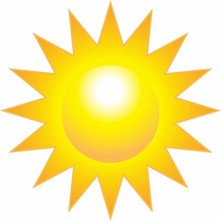 simsearch:400-06069285,k - Shining sun isolated on white background. Vector illustration Stock Photo - Budget Royalty-Free & Subscription, Code: 400-06199993
