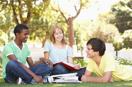 Group Of Teenage Students Chatting Together In Park Stock Photo - Budget Royalty-Free & Subscription, Code: 400-06204095