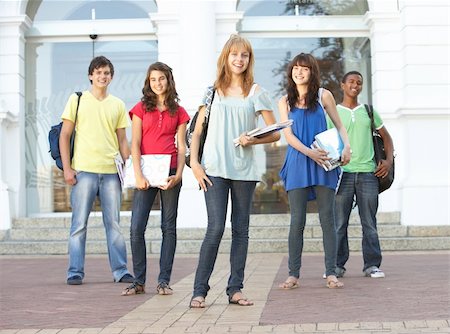 Group Of Teenage Students Standing Outside College Building Stock Photo - Budget Royalty-Free & Subscription, Code: 400-06204154
