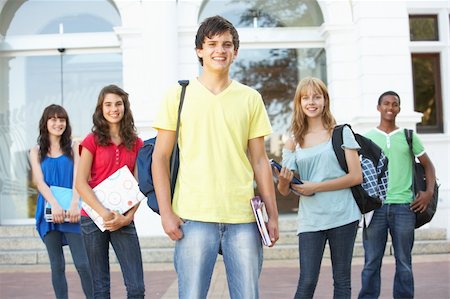 Group Of Teenage Students Standing Outside College Building Stock Photo - Budget Royalty-Free & Subscription, Code: 400-06204157