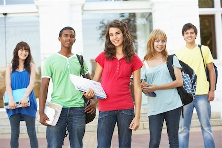 Group Of Teenage Students Standing Outside College Building Stock Photo - Budget Royalty-Free & Subscription, Code: 400-06204159