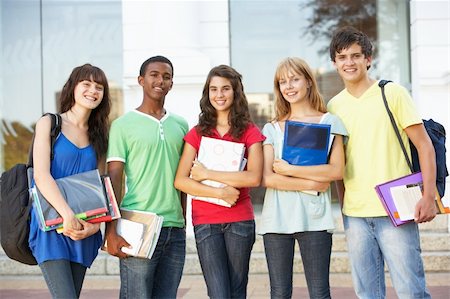 Group Of Teenage Students Standing Outside College Building Stock Photo - Budget Royalty-Free & Subscription, Code: 400-06204160