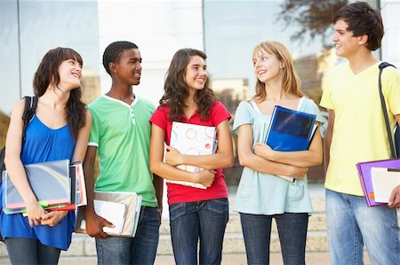 Group Of Teenage Students Standing Outside College Building Stock Photo - Budget Royalty-Free & Subscription, Code: 400-06204161
