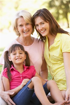 simsearch:400-06205100,k - Grandmother With Mother And Daughter In Park Stock Photo - Budget Royalty-Free & Subscription, Code: 400-06204231