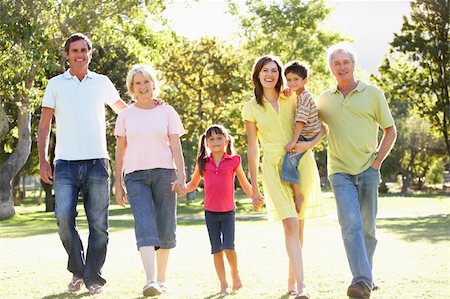 simsearch:400-06205100,k - Extended Group Portrait Of Family Enjoying Walk In Park Stock Photo - Budget Royalty-Free & Subscription, Code: 400-06204266