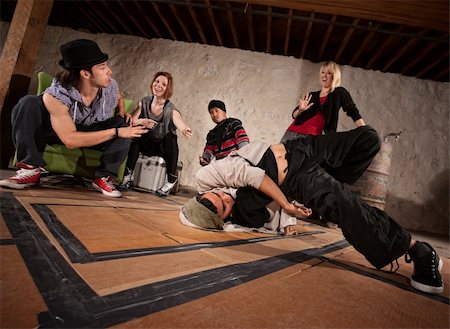 Crew of break dancers in underground setting Stock Photo - Budget Royalty-Free & Subscription, Code: 400-06204588