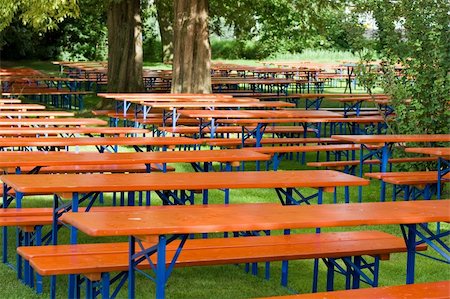 Beer tables and benches in a public park Stock Photo - Budget Royalty-Free & Subscription, Code: 400-06205461