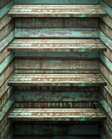 Four Wood Shelf on Green Wood Wall Fotografie stock - Microstock e Abbonamento, Codice: 400-06205824