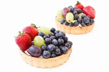 Fresh fruit tart isolated on a white background Stock Photo - Budget Royalty-Free & Subscription, Code: 400-06206059