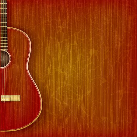 acoustic guitar on abstract grunge wood background Stock Photo - Budget Royalty-Free & Subscription, Code: 400-06206051