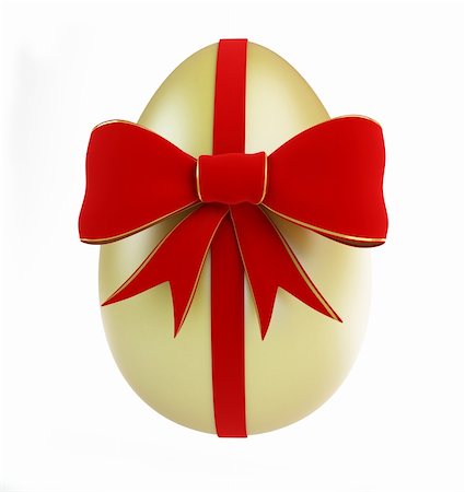 easter egg with bow on a white background Stock Photo - Budget Royalty-Free & Subscription, Code: 400-06206299