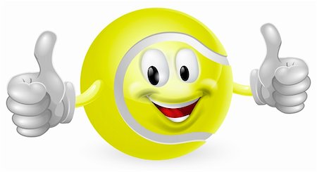 simsearch:400-05927885,k - Illustration of a cute happy tennis ball mascot man smiling and giving a thumbs up Stock Photo - Budget Royalty-Free & Subscription, Code: 400-06206845