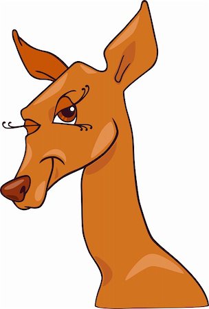 simsearch:400-06208186,k - Cartoon Humorous Illustration of Cute Doe or Roe Animal Character Photographie de stock - Aubaine LD & Abonnement, Code: 400-06206979