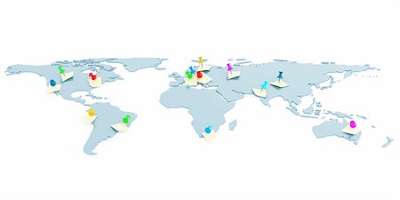 serp (artist) - Global map with attached pins and stickers Stockbilder - Microstock & Abonnement, Bildnummer: 400-06206986