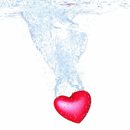 dengess (artist) - heart dropped into water over white background Stock Photo - Budget Royalty-Free & Subscription, Code: 400-06207089