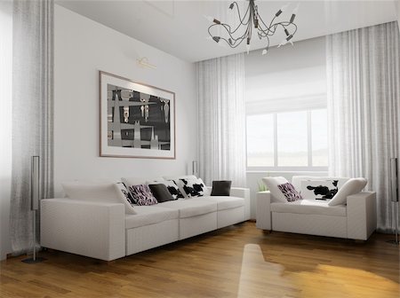 living-room with the modern furniture. 3d render. Foto de stock - Royalty-Free Super Valor e Assinatura, Número: 400-06207139