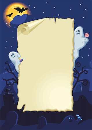 Empty halloween card with ghosts in the night Stockbilder - Microstock & Abonnement, Bildnummer: 400-06207168