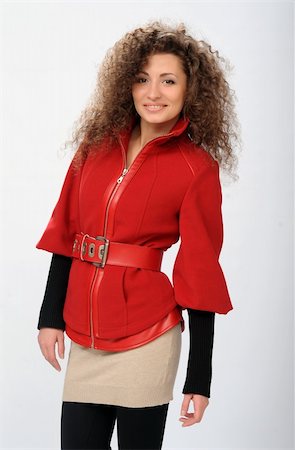 curly girl in a coat on an Stock Photo - Budget Royalty-Free & Subscription, Code: 400-06207231