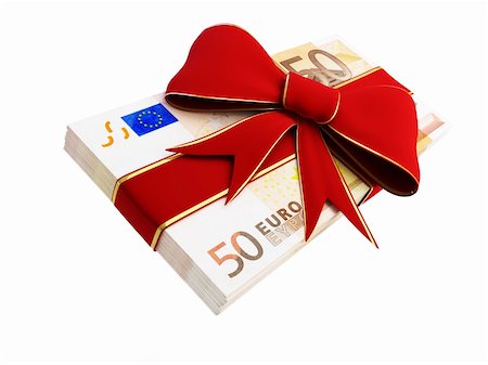 Gift of Money euro  on a white background Stock Photo - Budget Royalty-Free & Subscription, Code: 400-06207394