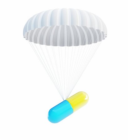 simsearch:400-03986055,k - pill Parachute isolated on a white background Photographie de stock - Aubaine LD & Abonnement, Code: 400-06207459