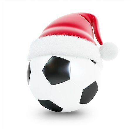simsearch:400-06207389,k - santa hat soccer ball isolated on a white background Photographie de stock - Aubaine LD & Abonnement, Code: 400-06207476