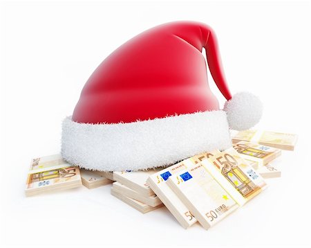 simsearch:400-06207389,k - santa hat euro on a white background Photographie de stock - Aubaine LD & Abonnement, Code: 400-06207479