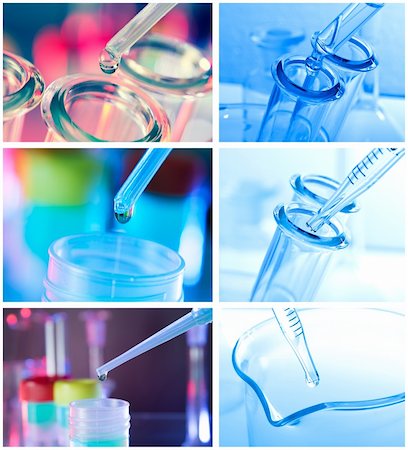 Test tubes closeup on blue background.. Stock Photo - Budget Royalty-Free & Subscription, Code: 400-06207515