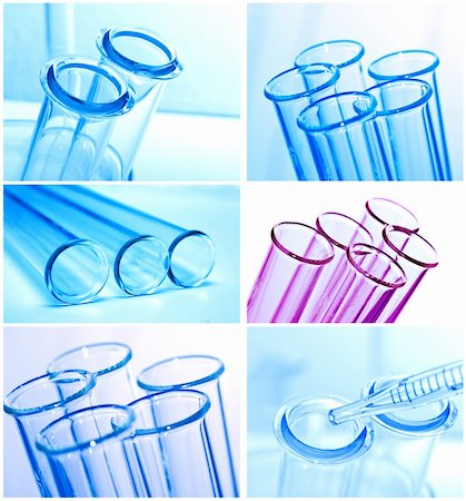 Test tubes closeup on blue background.. Stock Photo - Budget Royalty-Free & Subscription, Code: 400-06207517