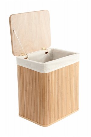 Isolated on white laundry basket made of bamboo Stockbilder - Microstock & Abonnement, Bildnummer: 400-06207623
