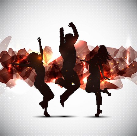 Silhouettes of people dancing on an abstract background Stock Photo - Budget Royalty-Free & Subscription, Code: 400-06207844
