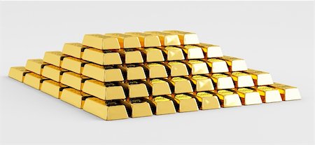 simsearch:400-06770545,k - Pyramid of gold bars on a white background Stock Photo - Budget Royalty-Free & Subscription, Code: 400-06207946