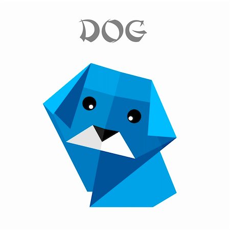 single geometric shape - illustration of an origami dog Stock Photo - Budget Royalty-Free & Subscription, Code: 400-06208427