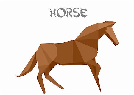 illustration of an origami horse Stock Photo - Budget Royalty-Free & Subscription, Code: 400-06208429