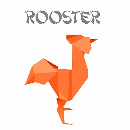 illustration of an origami rooster Stock Photo - Budget Royalty-Free & Subscription, Code: 400-06208436