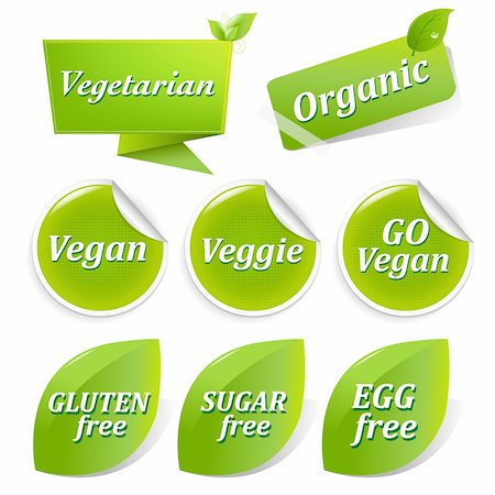 Vegan Food Symbols, Isolated On White Background, Vector Illustration Foto de stock - Super Valor sin royalties y Suscripción, Código: 400-06200027