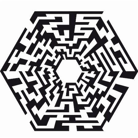 illustration of an abstract maze with the shape of an hexaeder Stock Photo - Budget Royalty-Free & Subscription, Code: 400-06200034