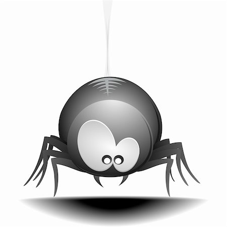 illustration of a cute cartoon style spider hanging on a cobweb Stock Photo - Budget Royalty-Free & Subscription, Code: 400-06200042