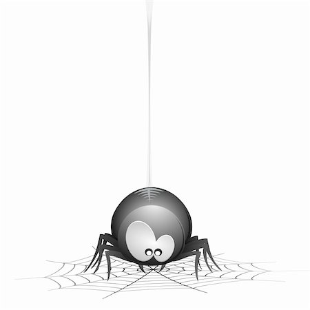 fang - illustration of a cute cartoon style spider hanging on a cobweb Stock Photo - Budget Royalty-Free & Subscription, Code: 400-06200043