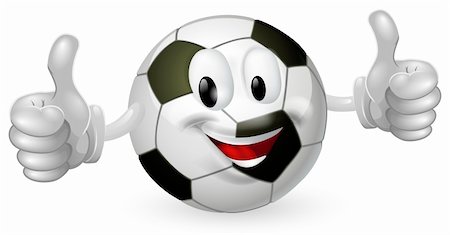 Illustration of a cute happy soccer football ball mascot man smiling and giving a thumbs up Stock Photo - Budget Royalty-Free & Subscription, Code: 400-06200065
