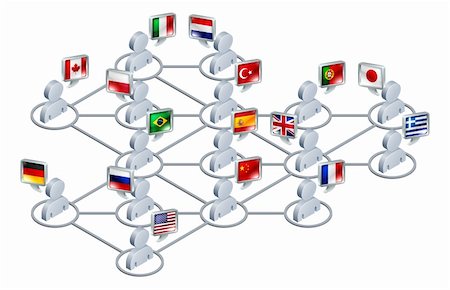 International network concept. People linked in a network speaking different languages. Photographie de stock - Aubaine LD & Abonnement, Code: 400-06200068
