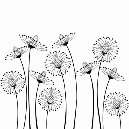 sun abstract drawing - meadow flowers on white background Stock Photo - Budget Royalty-Free & Subscription, Code: 400-06200061